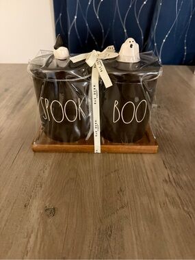 Rae Dunn Black 'SPOOKY' & 'BOO' Halloween Canister Set